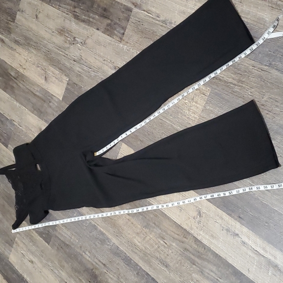 Aidan Mattox Cut Out Top Black Lace High Waist Jumpsuit - Picture 4 of 14